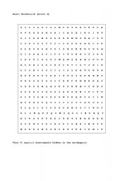 English worksheet:   MUSIC WORD SEARCH