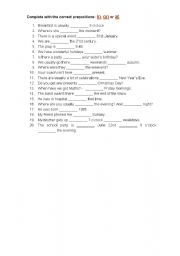 English Worksheet: PREPOSITIONS OF TIME