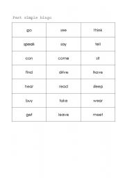 English worksheet: Past Simple (irregular) bingo