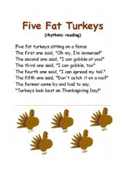 English worksheet: Thanksgiving:  Familiar Songs and Readings