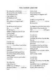 English worksheet: Fill in exercise (Lemon Tree lyrics)