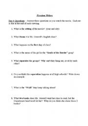 English Worksheet: Freedom Writers - During the movie Qs