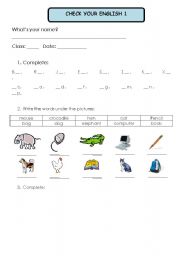 English worksheet: Test 1