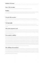 English worksheet: voluntary work /group work