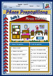 English Worksheet: PLACE PREPOSITIONS - 