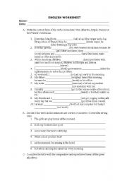English Worksheet: Revison exercises