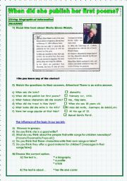 English Worksheet: Past Simple- Writer- Maria Elena Walsh