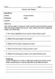English Worksheet: Follow Directions: Comprehension