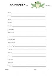 English Worksheet: My animal