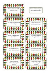 English Worksheet: Christmas Conversation Cards 2 of  5