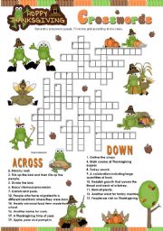 English Worksheet: HAPPY THANKSGIVING crosswords