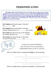 English Worksheet: Personification