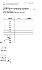 English Worksheet: past tense