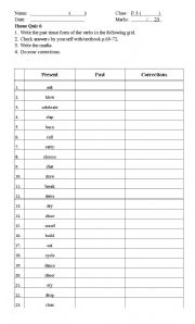 English Worksheet: past tense 