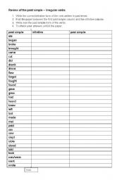 English Worksheet: irregular verbs past simple