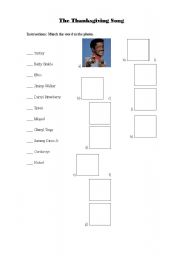 English worksheet: Thanksgiving Song by Adam Sandler Worksheet