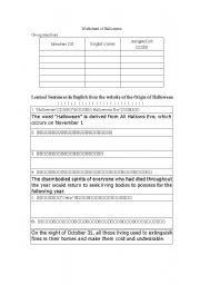 English worksheet: Halloween