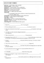 English worksheet: Multi part verbs 2