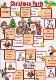 English Worksheet: Christmas Party board game