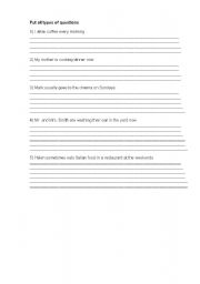 English worksheet: present simple