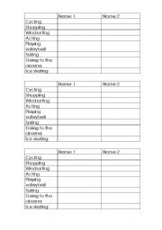 English Worksheet: activities for the weekend