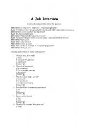 English Worksheet: A job interview