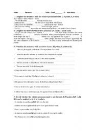 English Worksheet: test about relative sentences and the adverbs too and enough