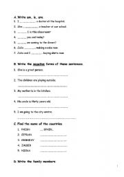 English worksheet: TO BE: am is are