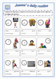 English Worksheet: Joannas daily routine