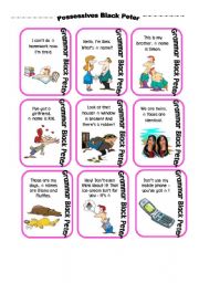 English Worksheet: POSSESSIVE ADJECTIVES AND PRONOUNS Black Peter card game (part 1)