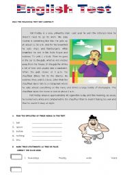 English Worksheet: Test about Daily Routine-Unhealthy habits