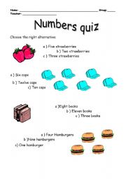 English worksheet: numbers 1 to 10 