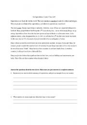 English Worksheet: Reading Comprehension - Superstitions
