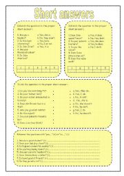 English Worksheet: short answers (be and do)