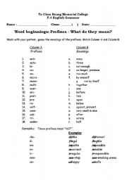 English Worksheet: Prefix and suffix