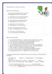 English Worksheet: present simple vs present progressive