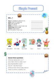 English worksheet: Simple present