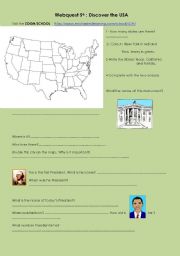 English Worksheet: Discover the USA (a webquest)