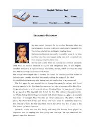 English Worksheet: Leonardo Dicaprio - 9th form test