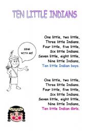 English Worksheet: indians song