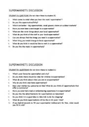 English worksheet: Supermarket questions