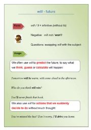 English worksheet: will and going to future tenses
