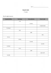 English Worksheet: Irregular verbs 1st exam