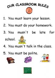 English Worksheet: OUR CLASSROOM RULES
