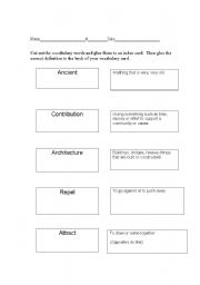 English worksheet: Magnet words