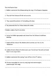 English worksheet: Passive sentence / rewriting