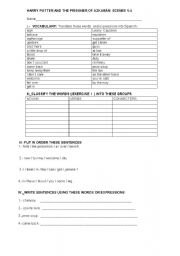 English worksheet: HARRY POTTER AND THE PRISONER OF AZKABAN (SCENE 1-4)