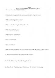 English Worksheet: Romeo and Juliet Act 5 Comprehension Questions