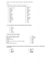 English Worksheet: HARRY POTTER AND THE PRISONER OF AZKABAN (scenes 5-9)