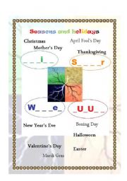 English worksheet: Seasons and Holidays